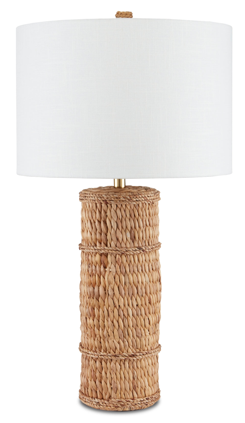 Azores Natural Water Hyacinth Table Lamp - Eco-Friendly Design with Oatmeal Linen Shade, 150W Max