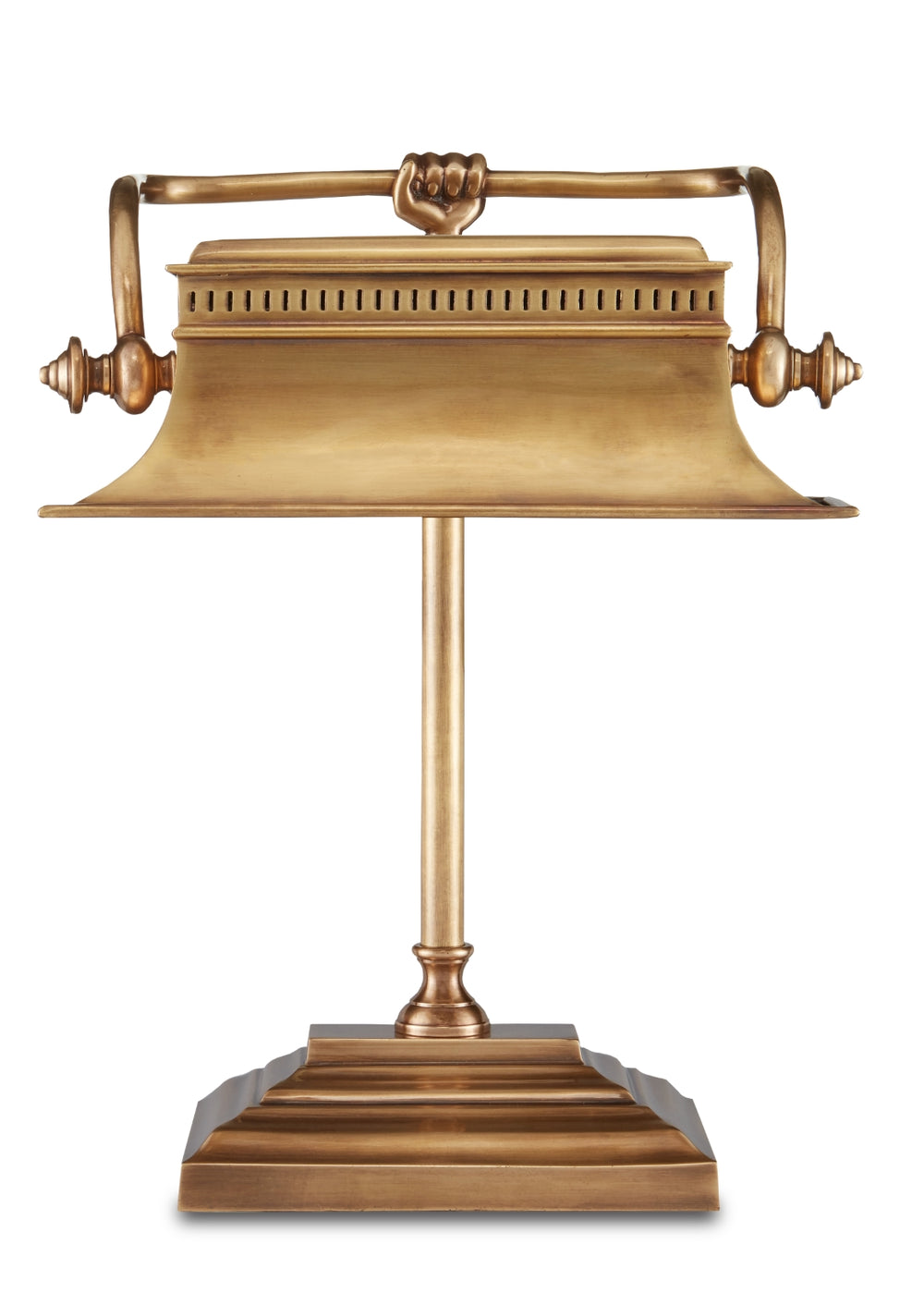 Malvasia Brass Desk Lamp - Elegant Vintage Lighting with Fluted Shade & Unique Hand Detail Design