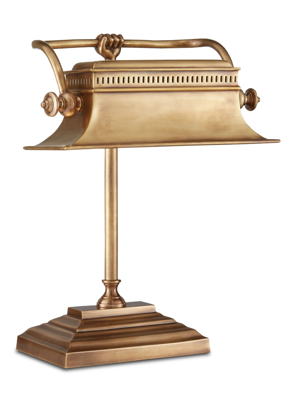 Malvasia Brass Desk Lamp - Elegant Vintage Lighting with Fluted Shade & Unique Hand Detail Design