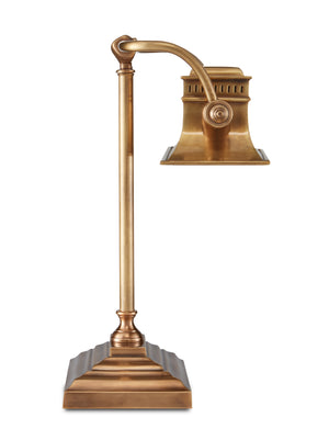 Malvasia Brass Desk Lamp - Elegant Vintage Lighting with Fluted Shade & Unique Hand Detail Design