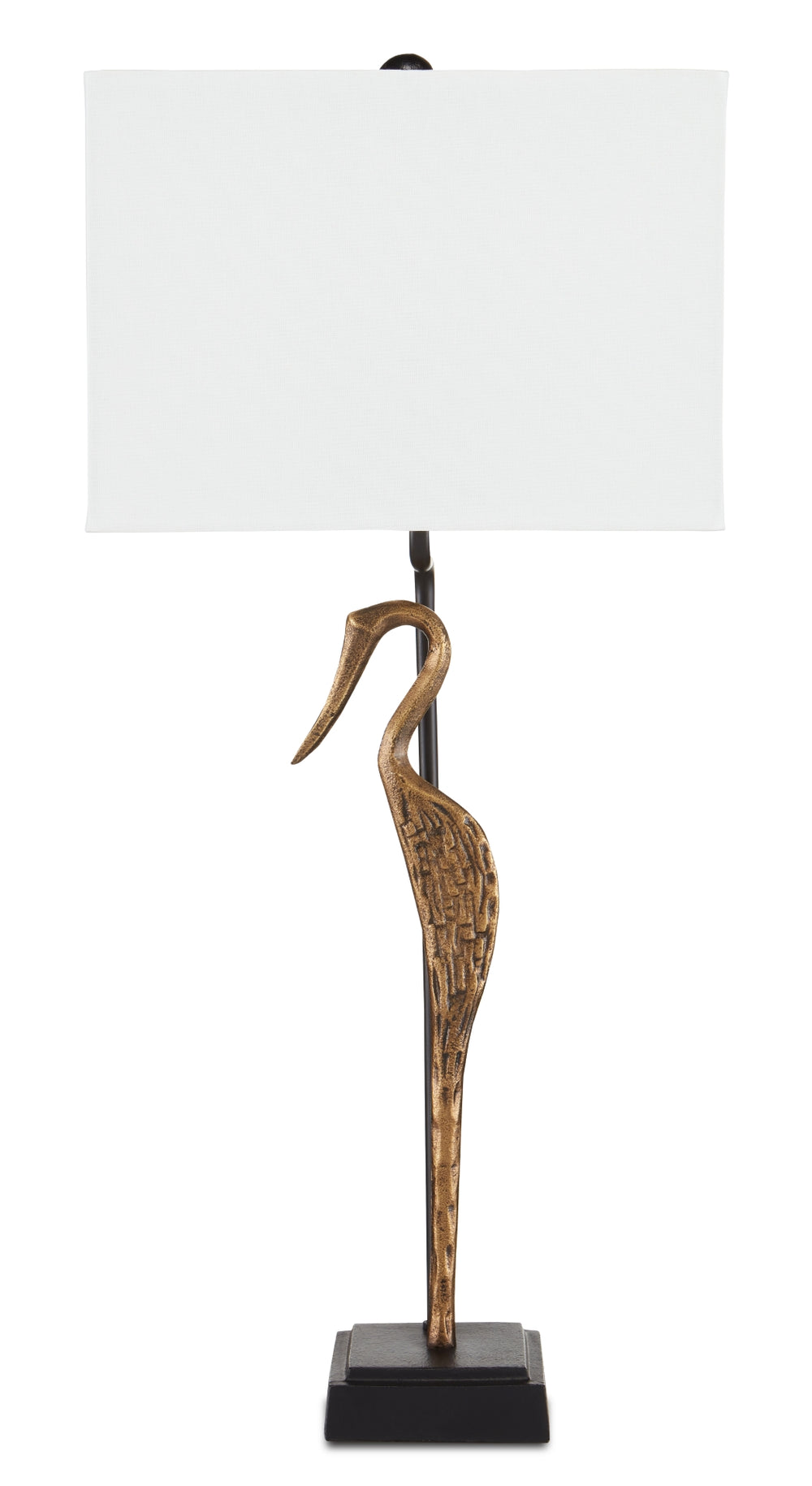 Antigone Table Lamp - Elegant Antique Brass & Black Wading Bird Design for Whimsical Home Decor