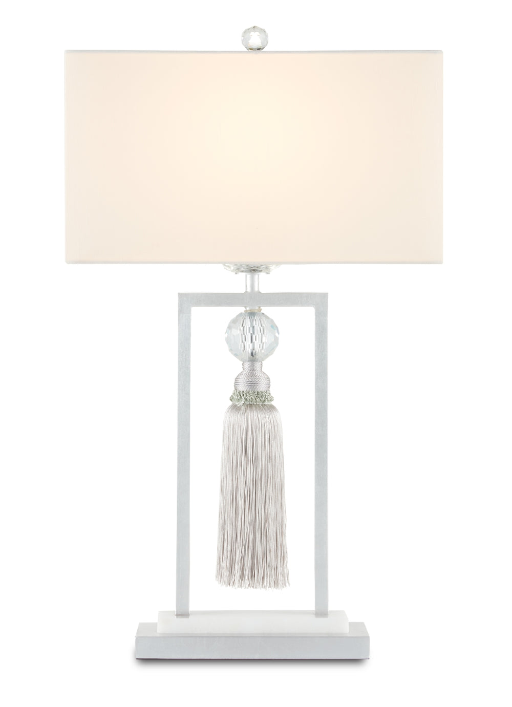 Vitale Table Lamp - Elegant Silver Design with Crystal Ball and Tassel, Perfect for Modern Decor