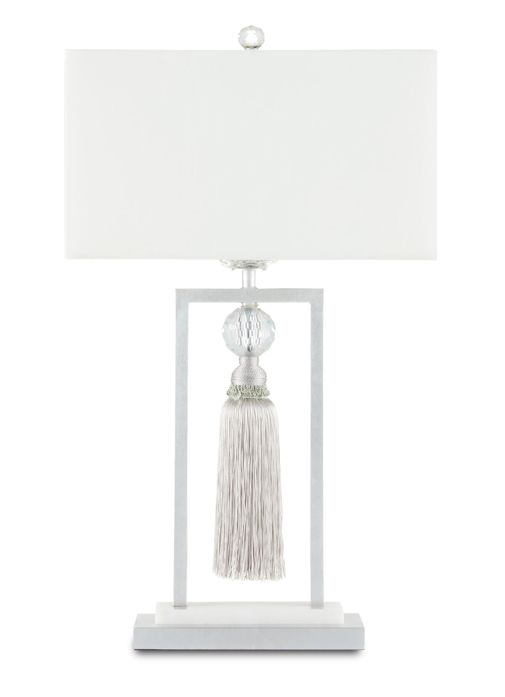 Vitale Table Lamp - Elegant Silver Design with Crystal Ball and Tassel, Perfect for Modern Decor