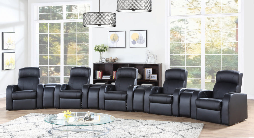 Cyrus Contemporary Home Theater Upholstered Console Black