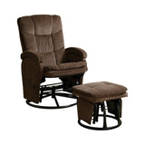 Traditional Swivel Glider Recliner with Ottoman Chocolate and Black