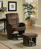 Traditional Swivel Glider Recliner with Ottoman Chocolate and Black