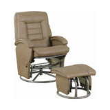 Traditional Swivel Glider Recliner with Ottoman Beige and Black