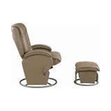 Traditional Swivel Glider Recliner with Ottoman Beige and Black