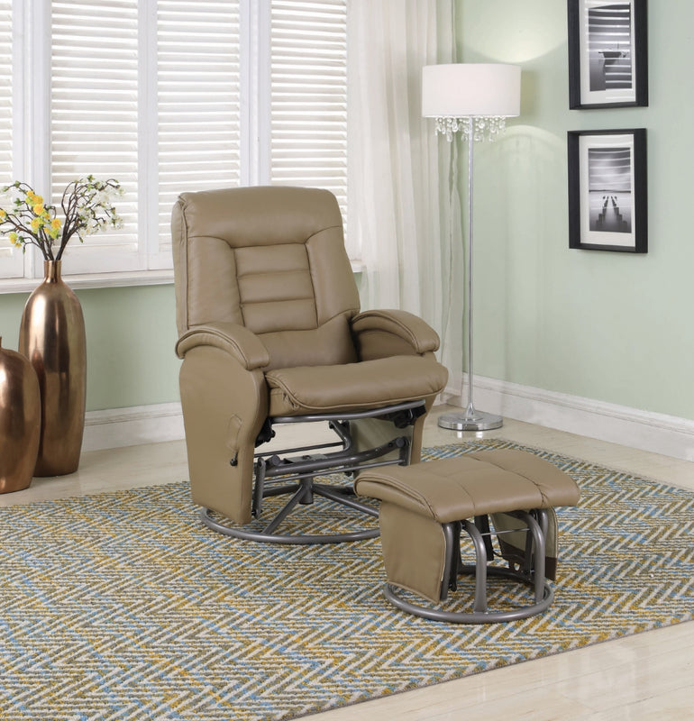 Gliding recliner with outlet ottoman