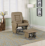 Traditional Swivel Glider Recliner with Ottoman Beige and Black