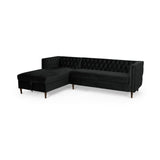 Holcomb Contemporary Tufted Velvet Sectional Sofa with Storage Chaise Lounge, Black