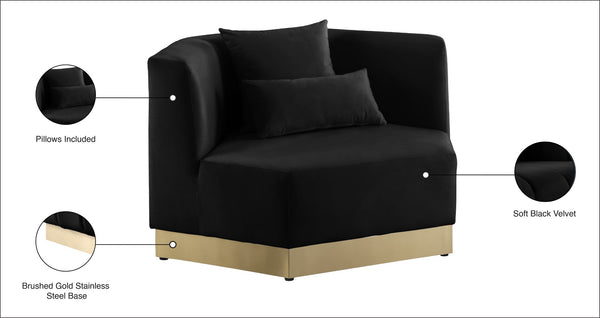 Marquis Velvet / Engineered Wood / Stainless Steel / Foam Contemporary Black Velvet Chair - 47.75" W x 38" D x 29" H