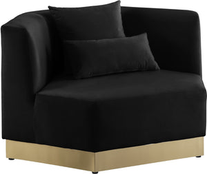 Marquis Velvet / Engineered Wood / Stainless Steel / Foam Contemporary Black Velvet Chair - 47.75" W x 38" D x 29" H