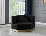 Marquis Velvet / Engineered Wood / Stainless Steel / Foam Contemporary Black Velvet Chair - 47.75" W x 38" D x 29" H