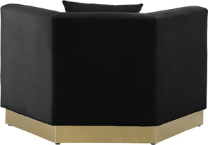 Marquis Velvet / Engineered Wood / Stainless Steel / Foam Contemporary Black Velvet Chair - 47.75" W x 38" D x 29" H