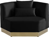 Marquis Velvet / Engineered Wood / Stainless Steel / Foam Contemporary Black Velvet Chair - 47.75" W x 38" D x 29" H