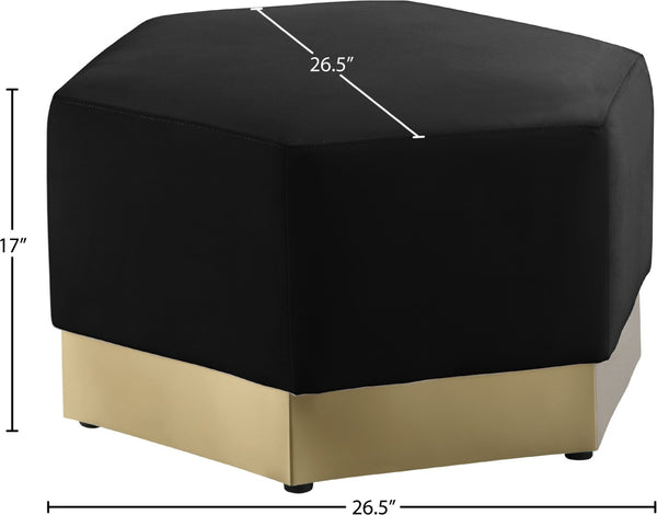 Marquis Velvet / Engineered Wood / Stainless Steel / Foam Contemporary Black Velvet Ottoman - 26.75" W x 26.75" D x 17" H