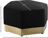 Marquis Velvet / Engineered Wood / Stainless Steel / Foam Contemporary Black Velvet Ottoman - 26.75" W x 26.75" D x 17" H