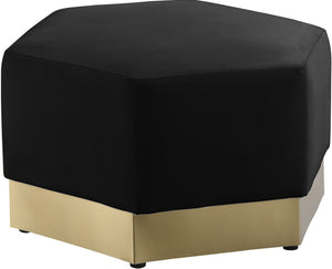 Marquis Velvet / Engineered Wood / Stainless Steel / Foam Contemporary Black Velvet Ottoman - 26.75" W x 26.75" D x 17" H