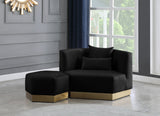 Marquis Velvet / Engineered Wood / Stainless Steel / Foam Contemporary Black Velvet Ottoman - 26.75" W x 26.75" D x 17" H