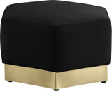 Marquis Velvet / Engineered Wood / Stainless Steel / Foam Contemporary Black Velvet Ottoman - 26.75" W x 26.75" D x 17" H