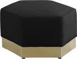 Marquis Velvet / Engineered Wood / Stainless Steel / Foam Contemporary Black Velvet Ottoman - 26.75" W x 26.75" D x 17" H