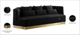 Marquis Velvet / Engineered Wood / Stainless Steel / Foam Contemporary Black Velvet Sofa - 93" W x 38" D x 29" H