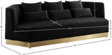 Marquis Velvet / Engineered Wood / Stainless Steel / Foam Contemporary Black Velvet Sofa - 93" W x 38" D x 29" H