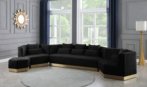 Marquis Velvet / Engineered Wood / Stainless Steel / Foam Contemporary Black Velvet Sofa - 93" W x 38" D x 29" H