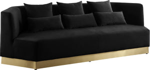 Marquis Velvet / Engineered Wood / Stainless Steel / Foam Contemporary Black Velvet Sofa - 93" W x 38" D x 29" H