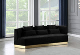 Marquis Velvet / Engineered Wood / Stainless Steel / Foam Contemporary Black Velvet Sofa - 93" W x 38" D x 29" H