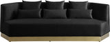 Marquis Velvet / Engineered Wood / Stainless Steel / Foam Contemporary Black Velvet Sofa - 93" W x 38" D x 29" H