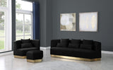 Marquis Velvet / Engineered Wood / Stainless Steel / Foam Contemporary Black Velvet Sofa - 93" W x 38" D x 29" H