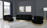 Marquis Velvet / Engineered Wood / Stainless Steel / Foam Contemporary Black Velvet Sofa - 93" W x 38" D x 29" H