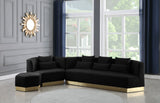 Marquis Velvet / Engineered Wood / Stainless Steel / Foam Contemporary Black Velvet Sofa - 93" W x 38" D x 29" H