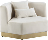 Marquis Velvet / Engineered Wood / Stainless Steel / Foam Contemporary Cream Velvet Chair - 47.75" W x 38" D x 29" H