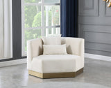 Marquis Velvet / Engineered Wood / Stainless Steel / Foam Contemporary Cream Velvet Chair - 47.75" W x 38" D x 29" H