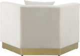 Marquis Velvet / Engineered Wood / Stainless Steel / Foam Contemporary Cream Velvet Chair - 47.75" W x 38" D x 29" H