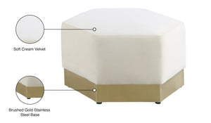 Marquis Velvet / Engineered Wood / Stainless Steel / Foam Contemporary Cream Velvet Ottoman - 26.75" W x 26.75" D x 17" H