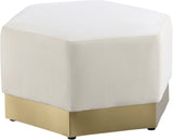 Marquis Velvet / Engineered Wood / Stainless Steel / Foam Contemporary Cream Velvet Ottoman - 26.75" W x 26.75" D x 17" H