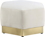 Marquis Velvet / Engineered Wood / Stainless Steel / Foam Contemporary Cream Velvet Ottoman - 26.75" W x 26.75" D x 17" H