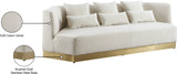 Marquis Velvet / Engineered Wood / Stainless Steel / Foam Contemporary Cream Velvet Sofa - 93" W x 38" D x 29" H