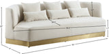 Marquis Velvet / Engineered Wood / Stainless Steel / Foam Contemporary Cream Velvet Sofa - 93" W x 38" D x 29" H