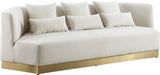 Marquis Velvet / Engineered Wood / Stainless Steel / Foam Contemporary Cream Velvet Sofa - 93" W x 38" D x 29" H