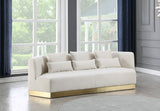 Marquis Velvet / Engineered Wood / Stainless Steel / Foam Contemporary Cream Velvet Sofa - 93" W x 38" D x 29" H