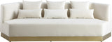 Marquis Velvet / Engineered Wood / Stainless Steel / Foam Contemporary Cream Velvet Sofa - 93" W x 38" D x 29" H