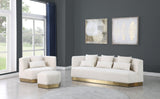 Marquis Velvet / Engineered Wood / Stainless Steel / Foam Contemporary Cream Velvet Sofa - 93" W x 38" D x 29" H