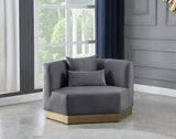 Marquis Velvet / Engineered Wood / Stainless Steel / Foam Contemporary Grey Velvet Chair - 47.75" W x 38" D x 29" H