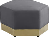 Marquis Velvet / Engineered Wood / Stainless Steel / Foam Contemporary Grey Velvet Ottoman - 26.75" W x 26.75" D x 17" H