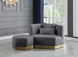 Marquis Velvet / Engineered Wood / Stainless Steel / Foam Contemporary Grey Velvet Ottoman - 26.75" W x 26.75" D x 17" H